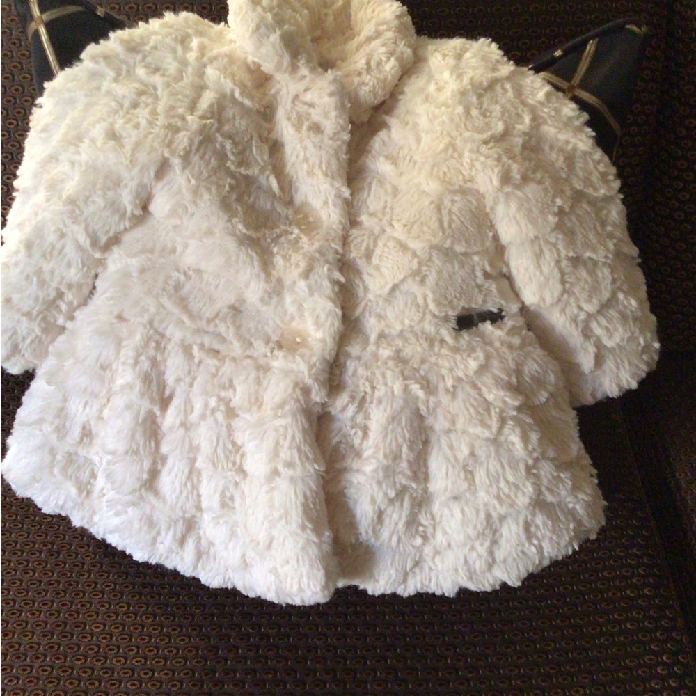 Calvin Klein Kids White Faux Fur Coat